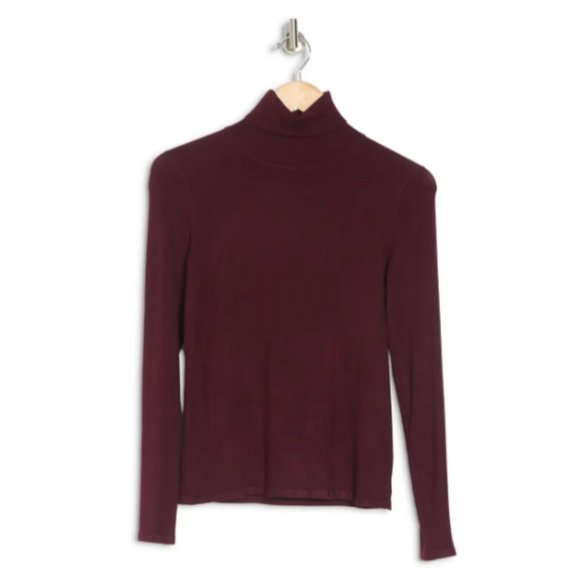 T Tahari Long Sleeve Turtleneck Sweater Size L Burgundy Wine Grape - Picture 8 of 9